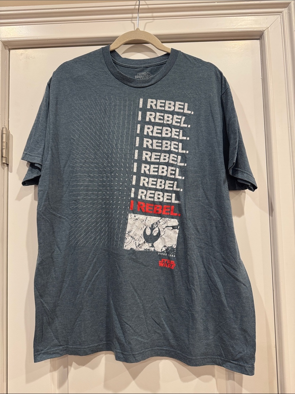 Star Wars Rebel Repeat Graphic Tee - Slate Blue with Red and White Accents